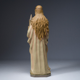 A large polychrome decorated plaster figure of Saint Barbara, 19th/20th C.