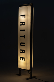 A double-sided light box or illuminated sign for a chip shop ('friture'), probably Northern France, 20th C.