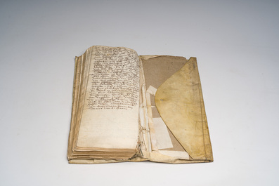 An extensive manuscript book of interest belonging to Jan de Pottere for his guardianship of Anne de Scheppere, 1645-1670