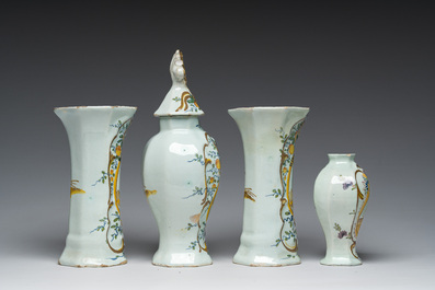 Four Dutch Delft polychrome 'orangist' vases, 18th/19th C.