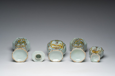 Four Dutch Delft polychrome 'orangist' vases, 18th/19th C.