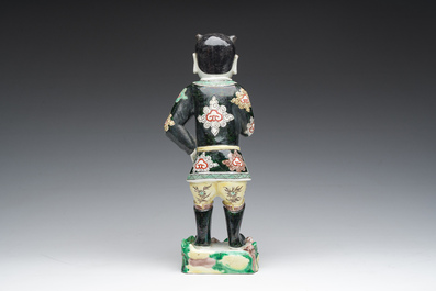 A Chinese famille noire 'soldier' figure, Kangxi