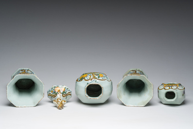 Four Dutch Delft polychrome 'orangist' vases, 18th/19th C.