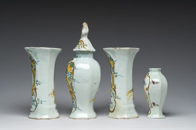 Four Dutch Delft polychrome 'orangist' vases, 18th/19th C.