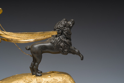 A French gilt and patinated bronze 'Cupid&rsquo;s chariot' mantel clock, 19th C.