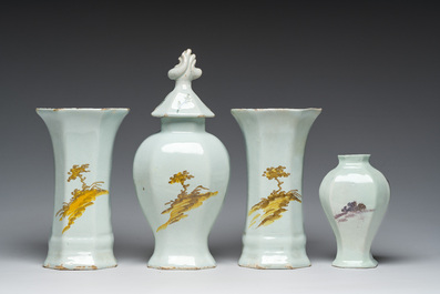 Four Dutch Delft polychrome 'orangist' vases, 18th/19th C.