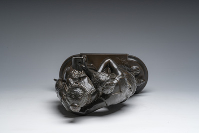 Jean-Louis Gr&eacute;goire (1840-1890): Allegorie van de po&euml;zie, bruingepatineerd brons, gieterijmerk &lsquo;Societ&eacute; des Bronzes'