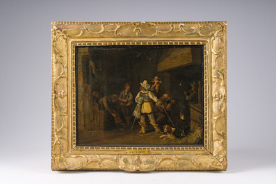Pieter Symonsz Potter (1597-1652, attributed to): Soldiers in a guard room ('kortegaardje'), oil on panel, 17th C.