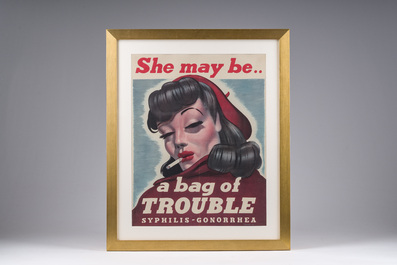 American school, Christain (?): 'She may be .. a bag of trouble', lithograph in colours, VD Graphic, dated (19)40