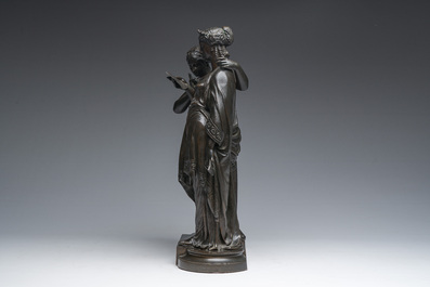 Jean-Louis Gr&eacute;goire (1840-1890): Allegorie van de po&euml;zie, bruingepatineerd brons, gieterijmerk &lsquo;Societ&eacute; des Bronzes'