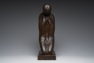 Pieter Franz Tinel (1895-1964): De geknielde vrouw, bronsgepatineerd plaaster