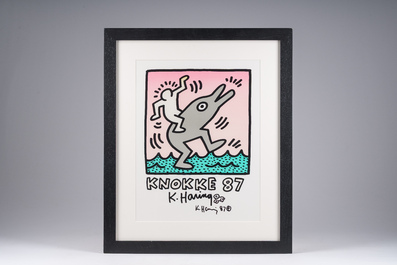 Keith Haring (1958-1990): 'Knokke 87', affiche, gedateerd (19)87