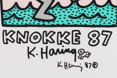 Keith Haring (1958-1990): 'Knokke 87', affiche, gedateerd (19)87