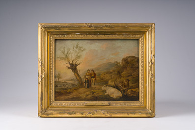 Peter Le Cave (1769-1811): The shepherd&rsquo;s family and their flock, oil on panel, dated 1800