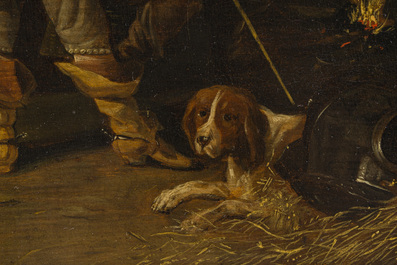 Pieter Symonsz Potter (1597-1652, attributed to): Soldiers in a guard room ('kortegaardje'), oil on panel, 17th C.