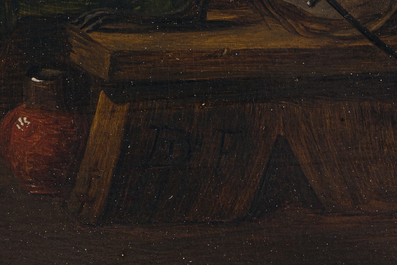 Abraham Teniers (1629-1670, attributed to): Monkeys in a guardroom interior, oil on panel