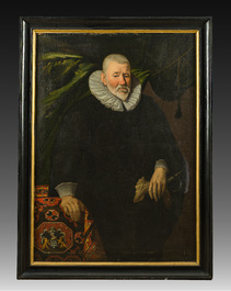 Flemish school: Portrait of presumably Jan de Ravel at the age of 83, oil on canvas marouflated on board, dated 1628, 17th C.