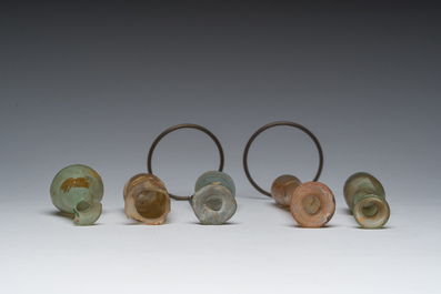 Nine small glass vases and bottles, Roman period and later