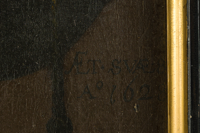 Flemish school: Portrait of presumably Jan de Ravel at the age of 83, oil on canvas marouflated on board, dated 1628, 17th C.