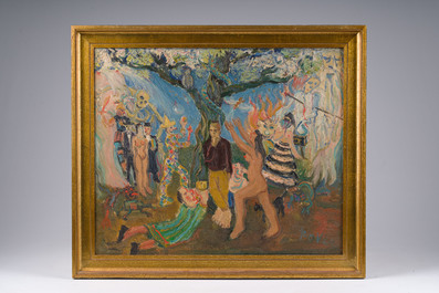 Roger Vercruysse (Rover, 1914-1980): Two animated scenes with nudes, oil on canvas and canvas marouflated on board