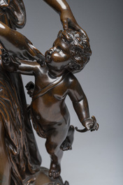 Jean-Louis Gr&eacute;goire (1840-1890): Het lessen van de dorst, bruingepatineerd brons op een vert de mer marmeren basis
