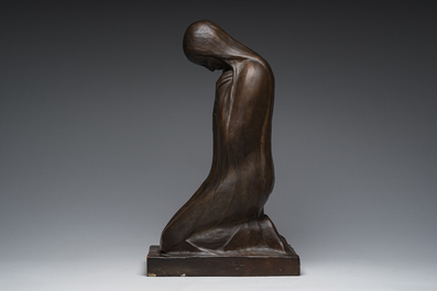 Pieter Franz Tinel (1895-1964): De geknielde vrouw, bronsgepatineerd plaaster