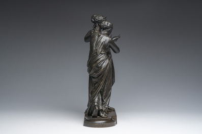 Jean-Louis Gr&eacute;goire (1840-1890): Allegorie van de po&euml;zie, bruingepatineerd brons, gieterijmerk &lsquo;Societ&eacute; des Bronzes'