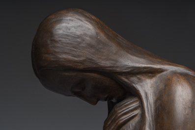 Pieter Franz Tinel (1895-1964): De geknielde vrouw, bronsgepatineerd plaaster