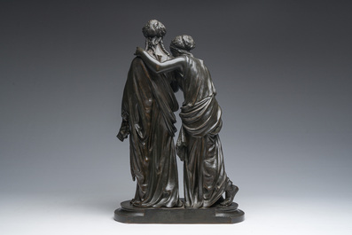 Jean-Louis Gr&eacute;goire (1840-1890): Allegorie van de po&euml;zie, bruingepatineerd brons, gieterijmerk &lsquo;Societ&eacute; des Bronzes'