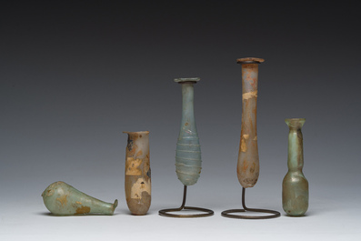 Nine small glass vases and bottles, Roman period and later