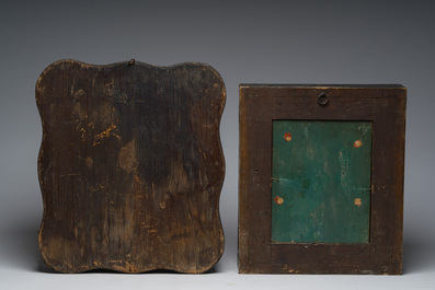 Two Russian orthodox 'Our Lady' and 'Christ Pantocrator' icons, 19th/20th C.