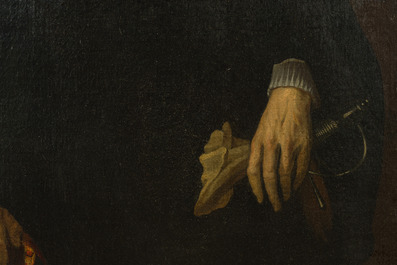 Flemish school: Portrait of presumably Jan de Ravel at the age of 83, oil on canvas marouflated on board, dated 1628, 17th C.