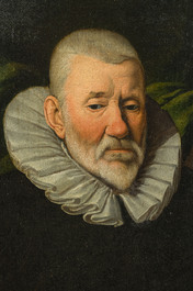 Flemish school: Portrait of presumably Jan de Ravel at the age of 83, oil on canvas marouflated on board, dated 1628, 17th C.