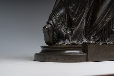 Jean-Louis Gr&eacute;goire (1840-1890): Allegorie van de po&euml;zie, bruingepatineerd brons, gieterijmerk &lsquo;Societ&eacute; des Bronzes'