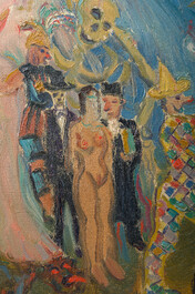 Roger Vercruysse (Rover, 1914-1980): Two animated scenes with nudes, oil on canvas and canvas marouflated on board