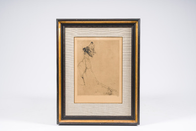 Jules De Bruycker (1870-1945): 'Femme au bonnet', eau-forte, &eacute;d. 43/60, [1924]