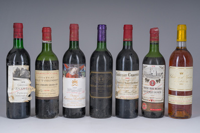 1978-1993 Ch&acirc;teau Chauvin, Ch&acirc;teau L'Evangile, Ch&acirc;teau Mouton Rothschild, etc. 7 flessen