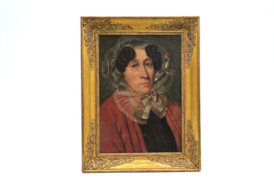 French school: Portrait of a lady, oil on canvas, 19th C.