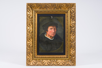 European school, follower of Hans II Holbein (1497-1543): Portrait of Erasmus, oil on canvas, 19th C.