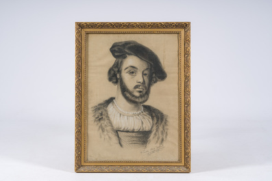 Paulette L. Delbart (19th/20th C.): Portrait of Francis I of France, mixed media on paper, dated 1897