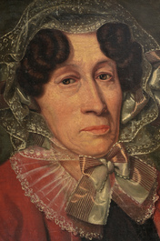 French school: Portrait of a lady, oil on canvas, 19th C.