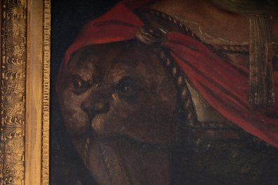French school: Portrait of a nobleman wearing a Roman style costume, oil on canvas, 18th C.