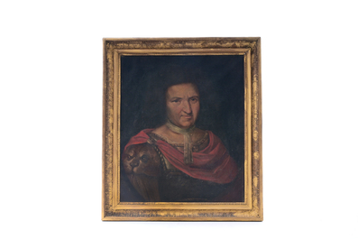 French school: Portrait of a nobleman wearing a Roman style costume, oil on canvas, 18th C.