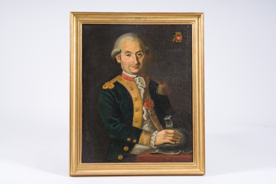 French school: Portrait of a scion of the d'Aulin family, oil on canvas, 18th C.