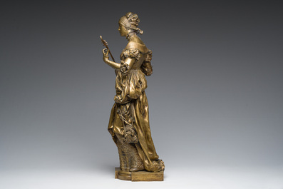 Cesar Costantino R. Ceribelli (1841-1918): Female minstrel, gilt bronze
