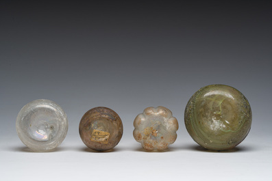 Nine small glass vases and bottles, Roman period and later