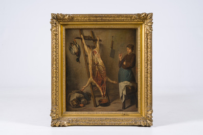Jan Jozef Horemans (1682-1759, attributed to): The butcher shop, oil on canvas, 18th C.