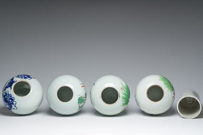 A varied collection of Chinese famille rose, qianjiang cai and blue and white porcelain, Qianlong and later