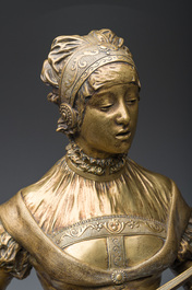 Cesar Costantino R. Ceribelli (1841-1918): Female minstrel, gilt bronze