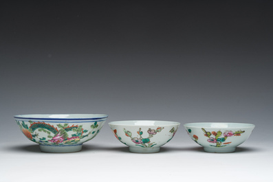 A varied collection of Chinese famille rose, qianjiang cai and blue and white porcelain, Qianlong and later